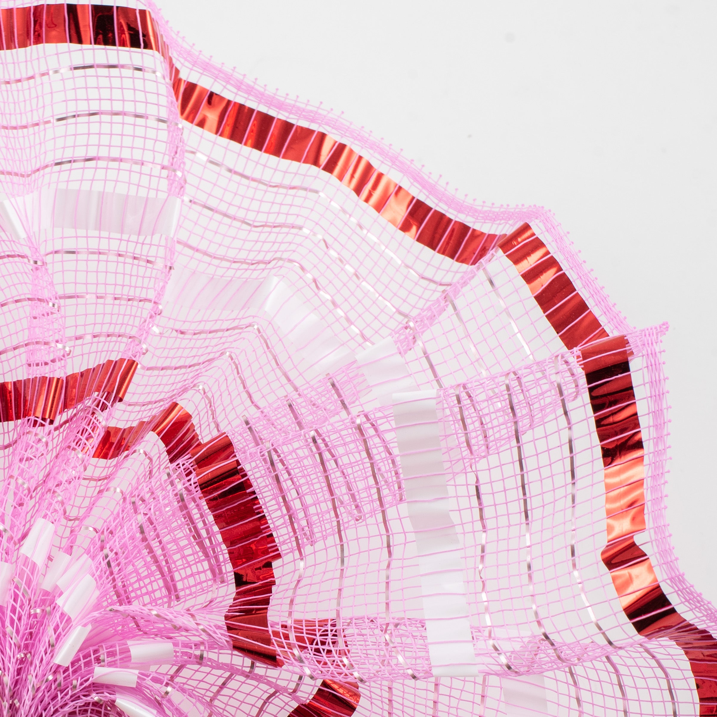 10" XL Wide Foil Stripe Mesh: Pink, Red, White Lifestyle Photo