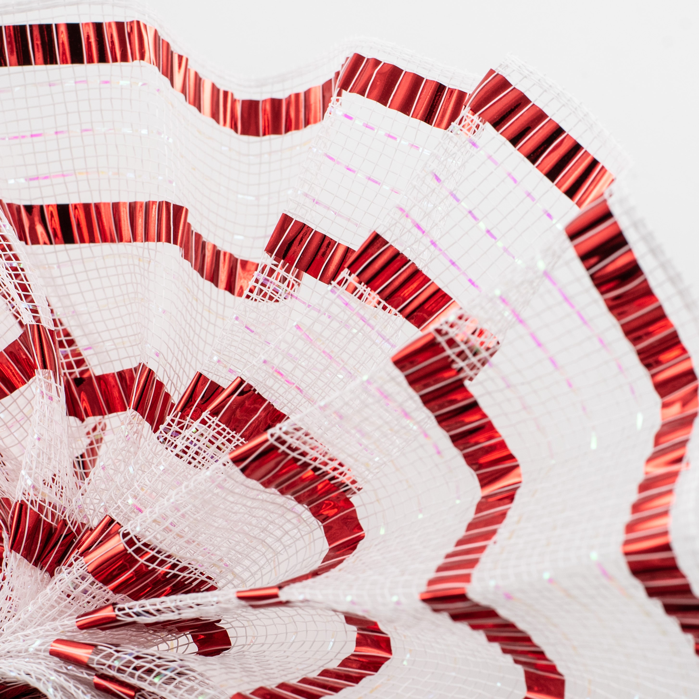 10" XL Wide Foil Stripe Mesh: White & Red Lifestyle Photo