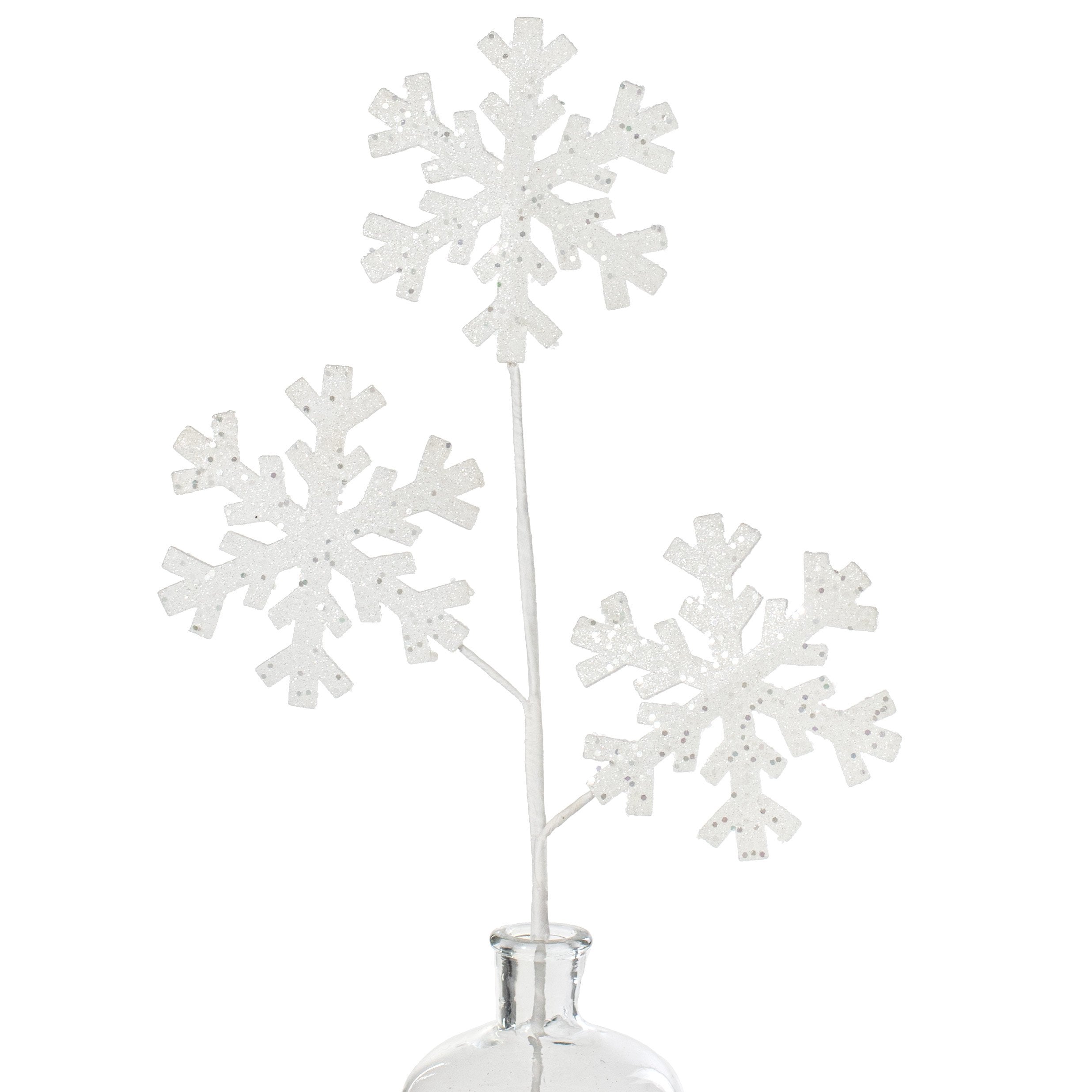 30" White Glitter Snowflake Spray: White