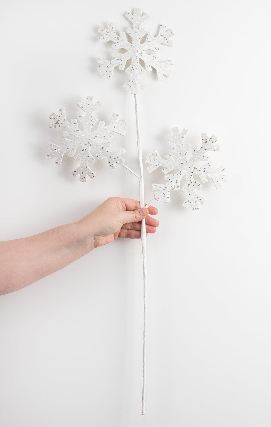 30" White Glitter Snowflake Spray: White
