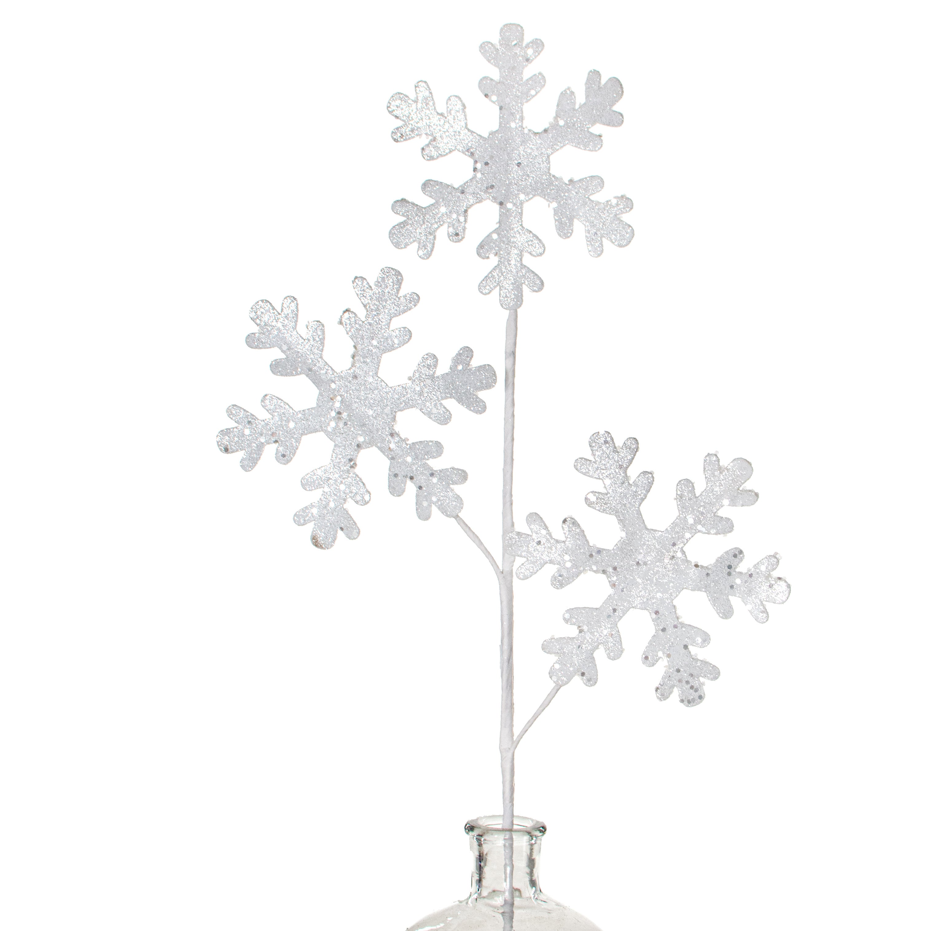 29" White Glitter Snowflake Spray