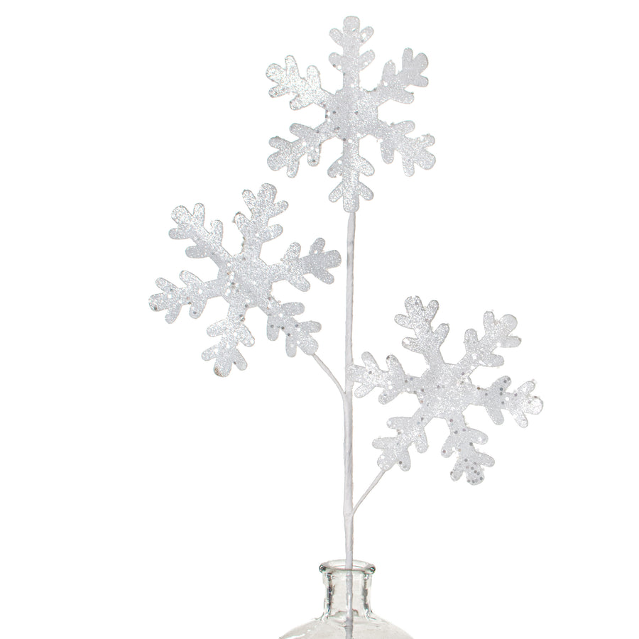 29" White Glitter Snowflake Spray
