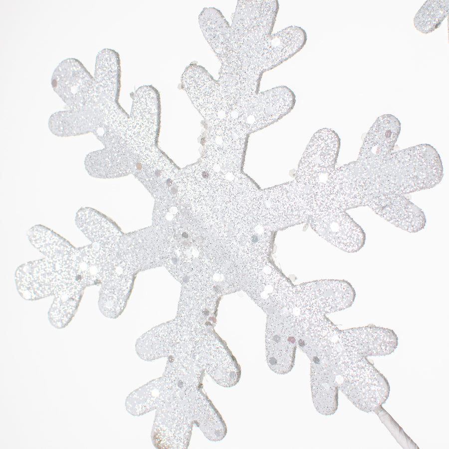 29" White Glitter Snowflake Spray