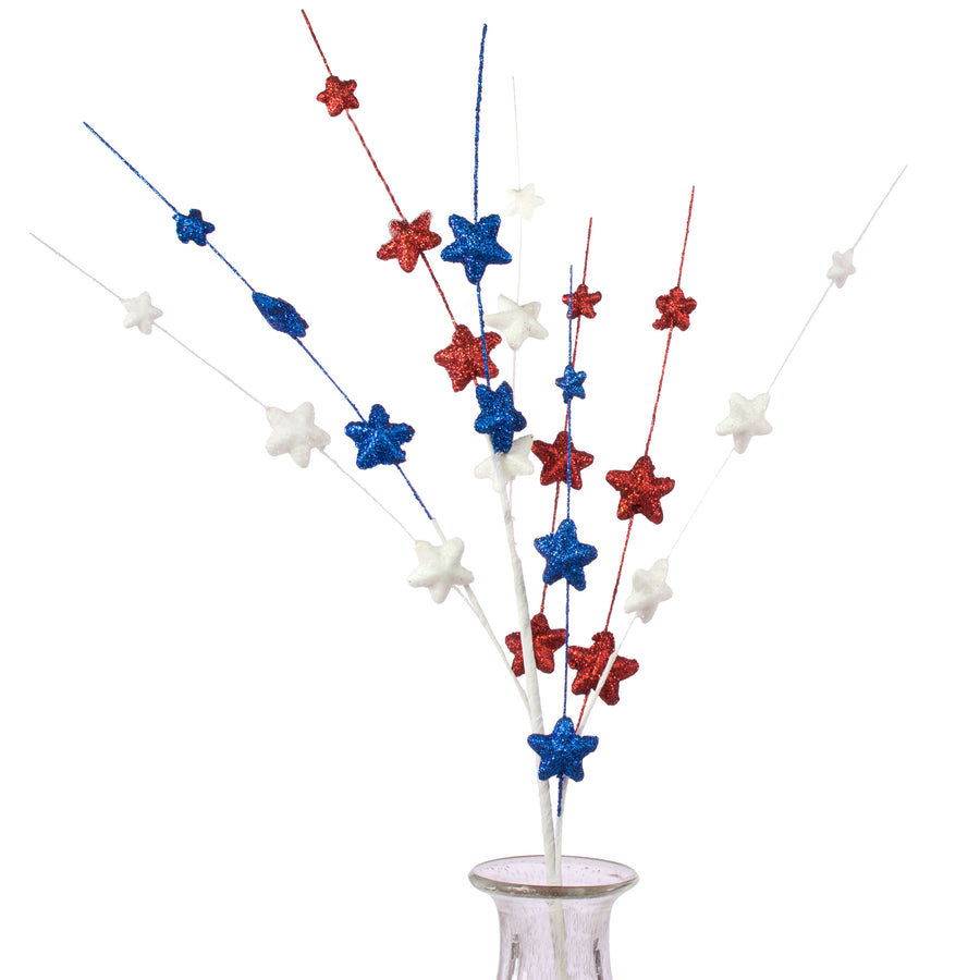Glitter Star Spray: Red, White, Blue (35")
