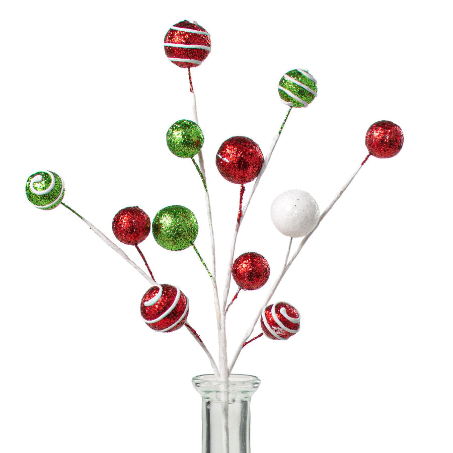12" Ball Pick: Red, Lime Green & White