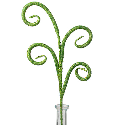 21" Curly Glitter Tubing Spray: Lime Green