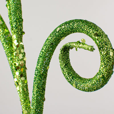 21" Curly Glitter Tubing Spray: Lime Green