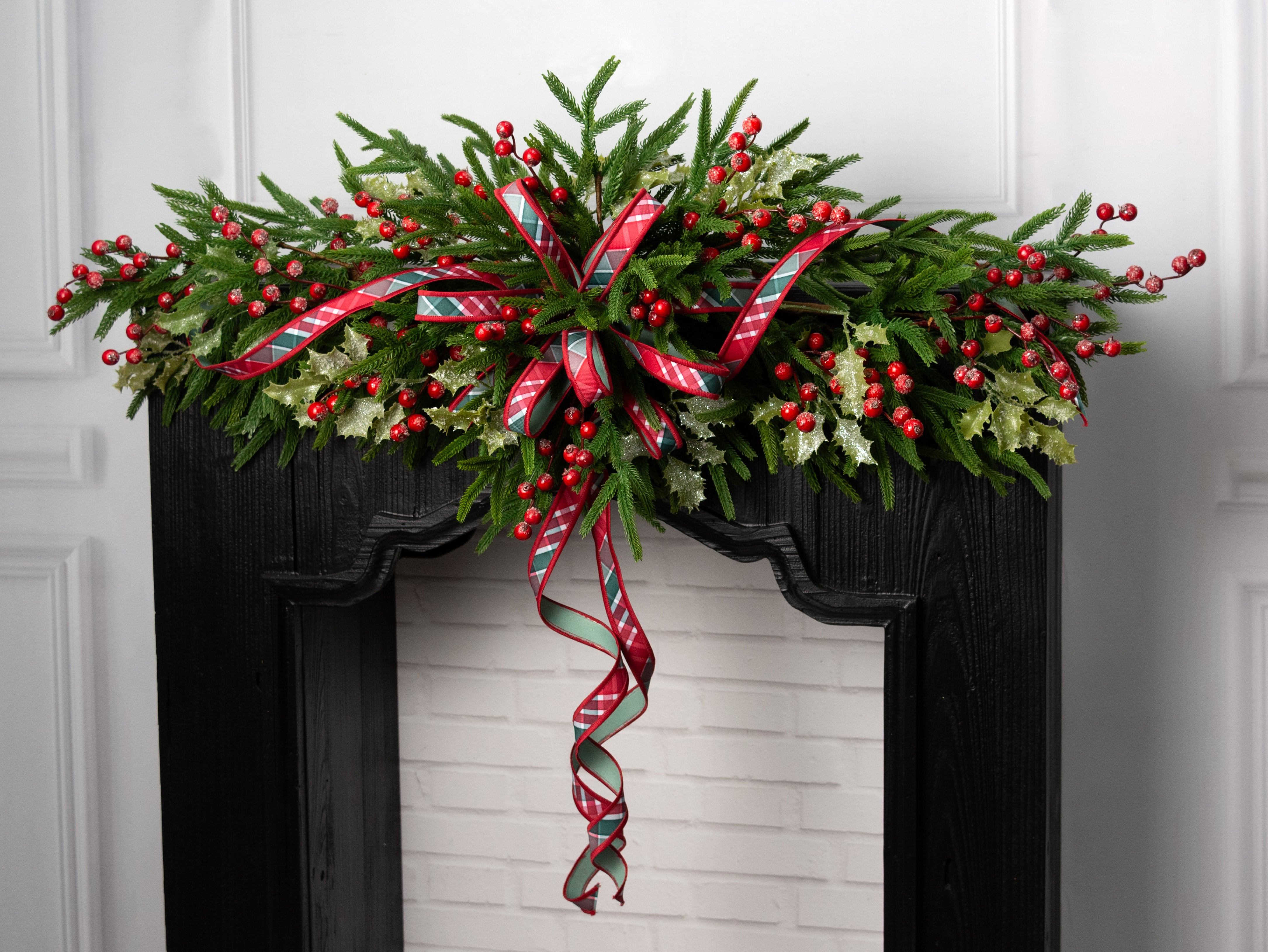 44" Real Touch Norfolk Island Pine Mantle Swag
