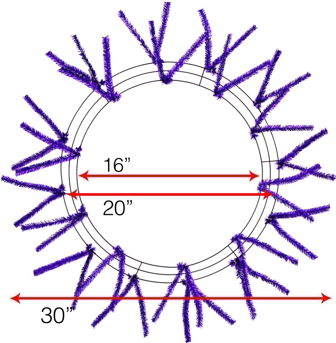 20-30" Tinsel Work Wreath Form: Metallic Purple