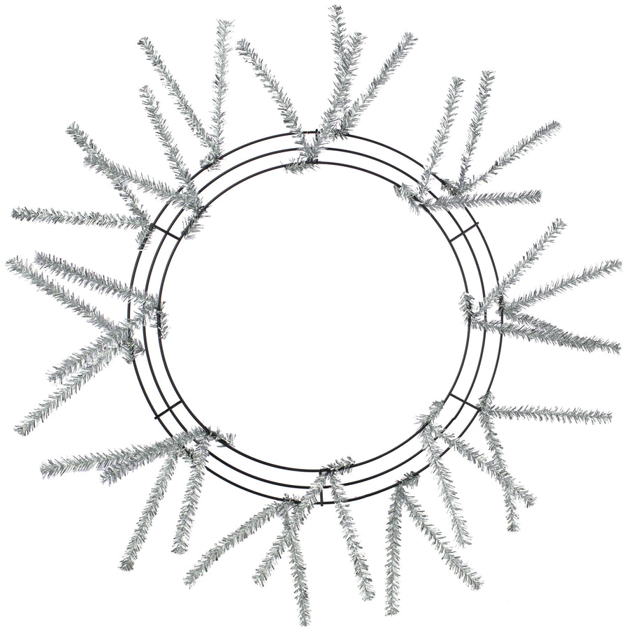 15-24" Tinsel Work Wreath Form: Metallic Silver