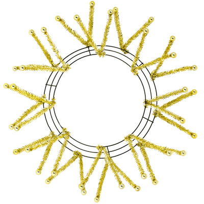 15-24" Tinsel Ball Work Wreath Form: Gold