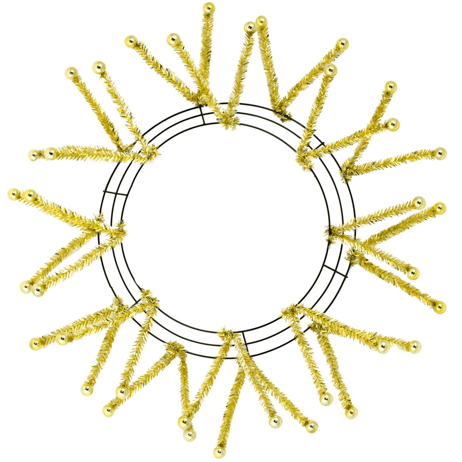 15-24" Tinsel Ball Work Wreath Form: Gold