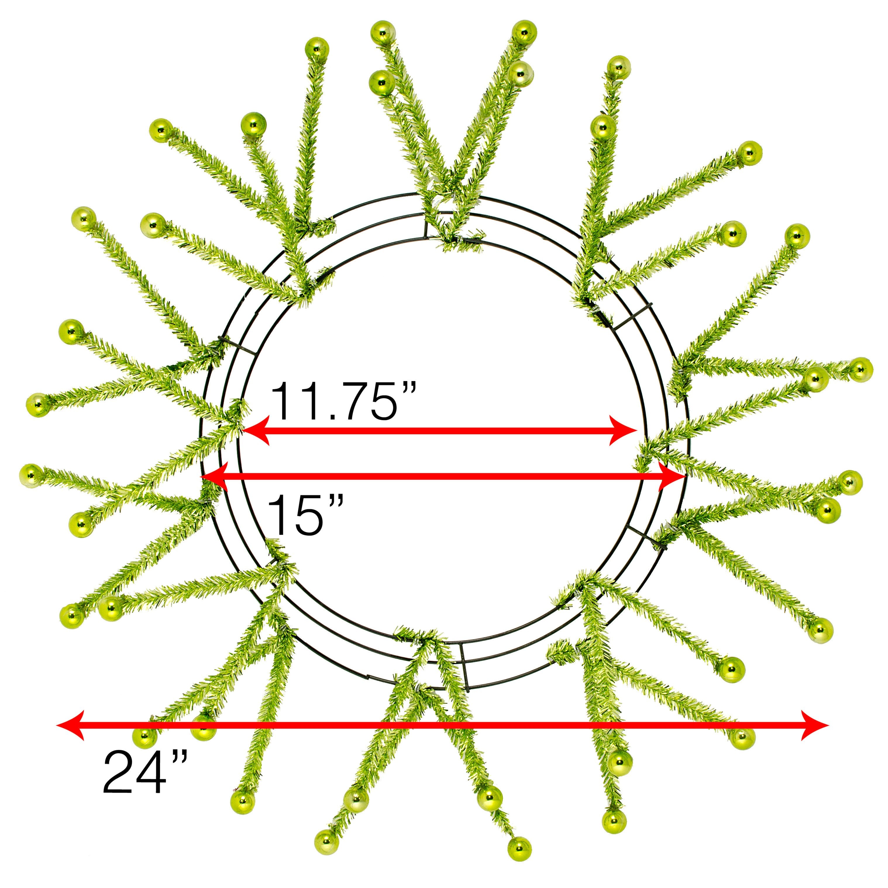 15-24" Tinsel Ball Work Wreath Form: Lime Green