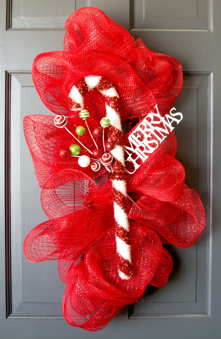 12" Tinsel Candy Cane Decoration