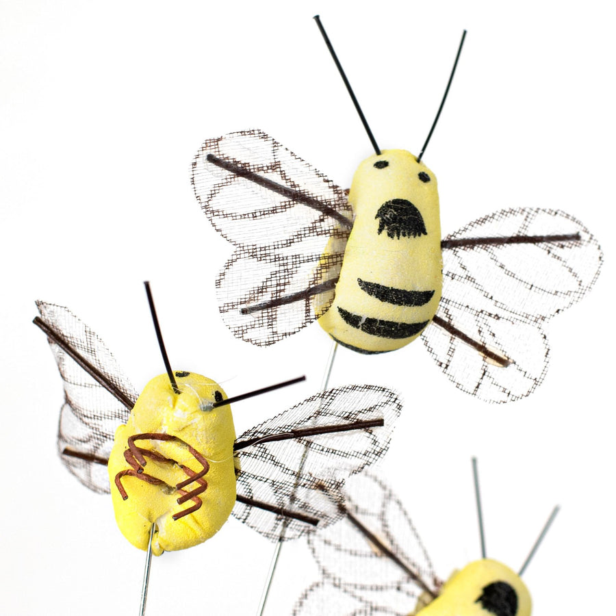1.5" Yellow Bumble Bee On Wire (Set of 24) detail photo 3