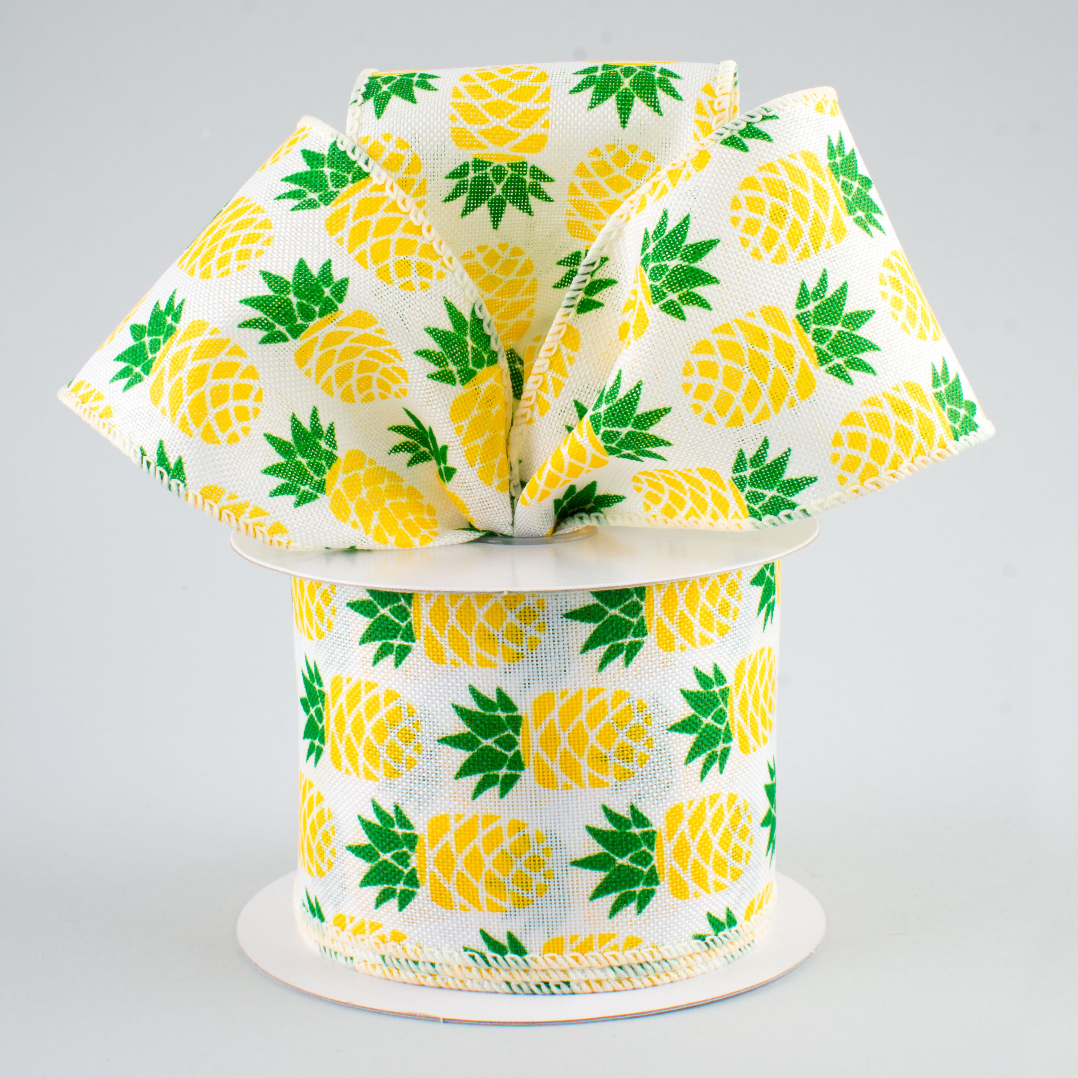 2.5" Yellow & Green Pineapple Ribbon (10 Yards) Lifestyle Photo