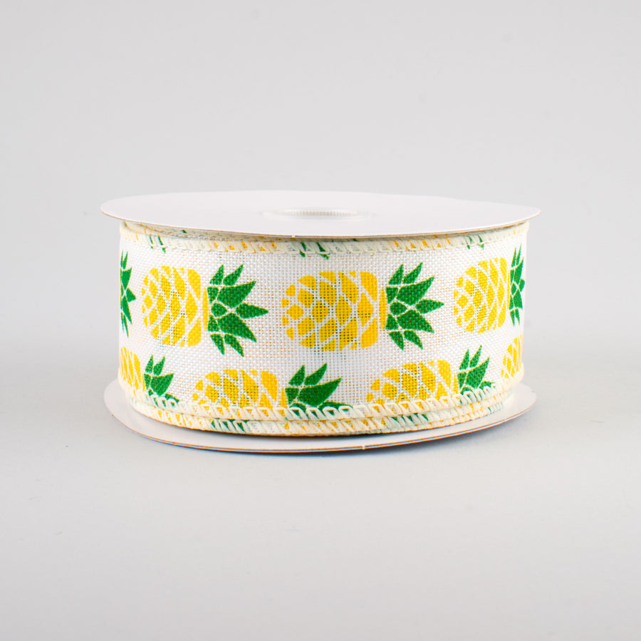 1.5" Yellow & Green Pineapple Ribbon (10 Yards)
