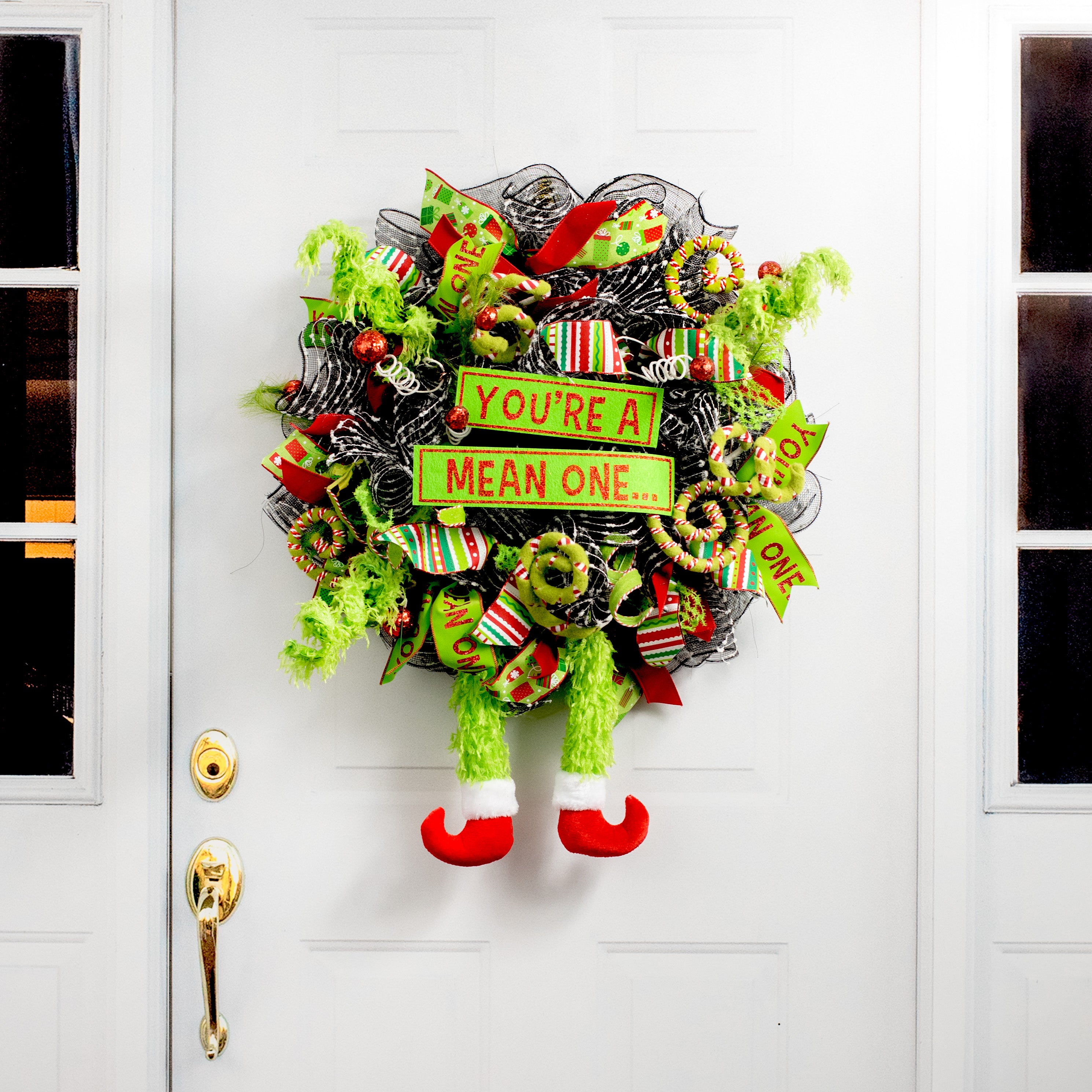 You're A Mean One Sign & Furry Legs Wreath Accent detail photo 5