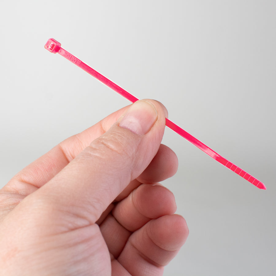 4" Zip Tie: Florescent Pink (100) Lifestyle Photo