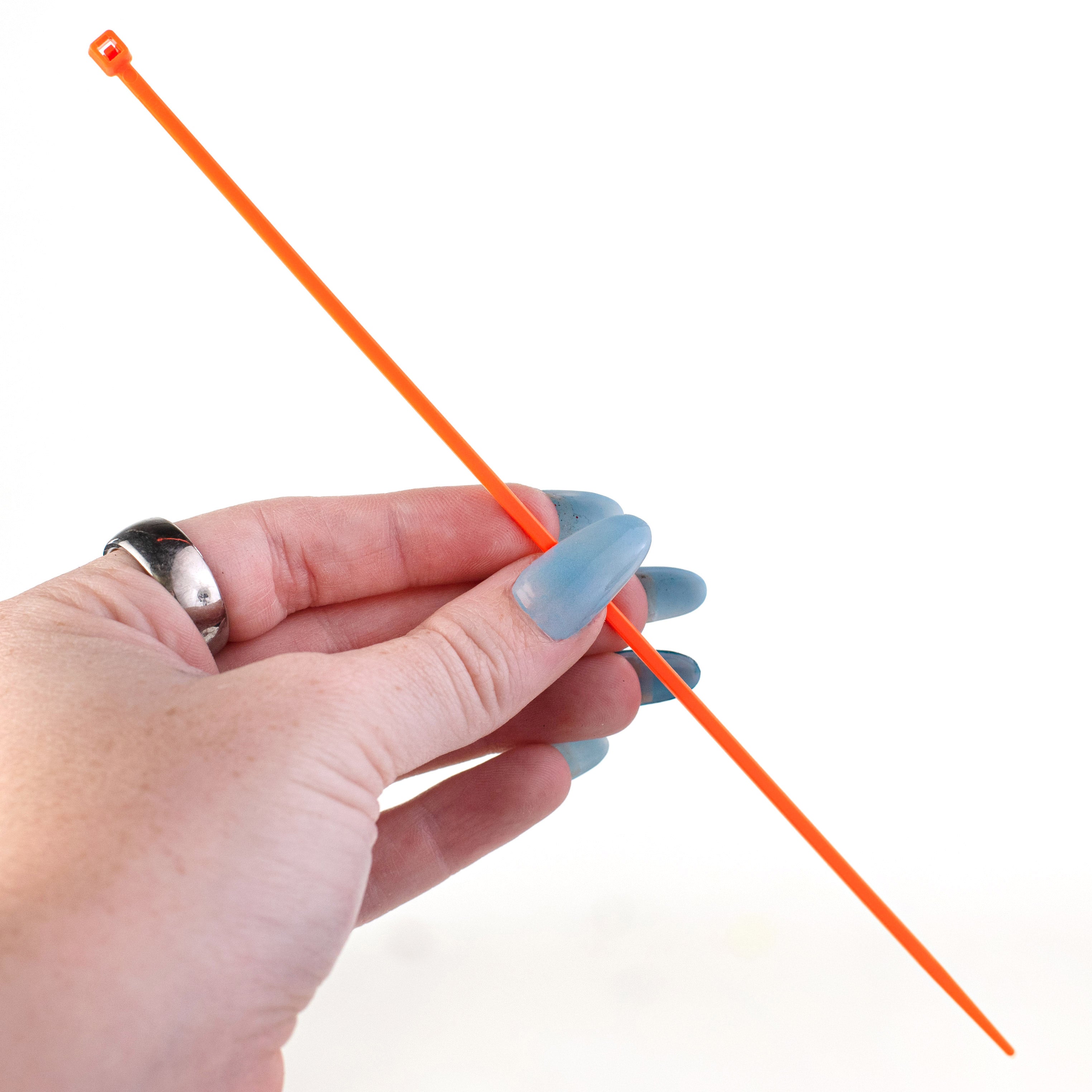8" Zip Tie: Fluorescent Orange (100) Lifestyle Photo