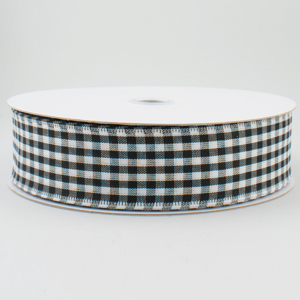 1.5 Gingham Ribbon: Yellow & White (50 Yards)-Wired – Door and