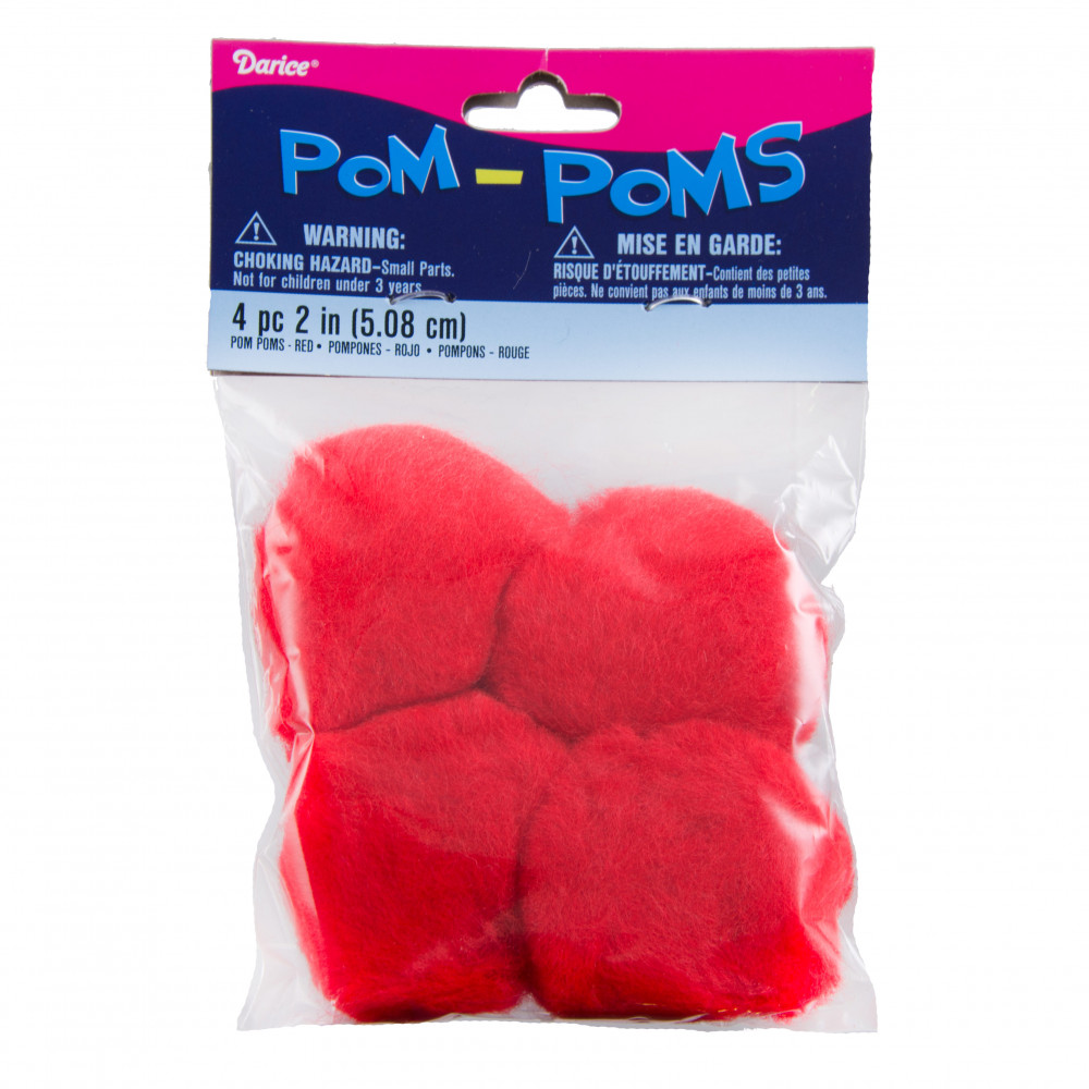 2 Red Pom Pom (Package of 4) [1164-30] 