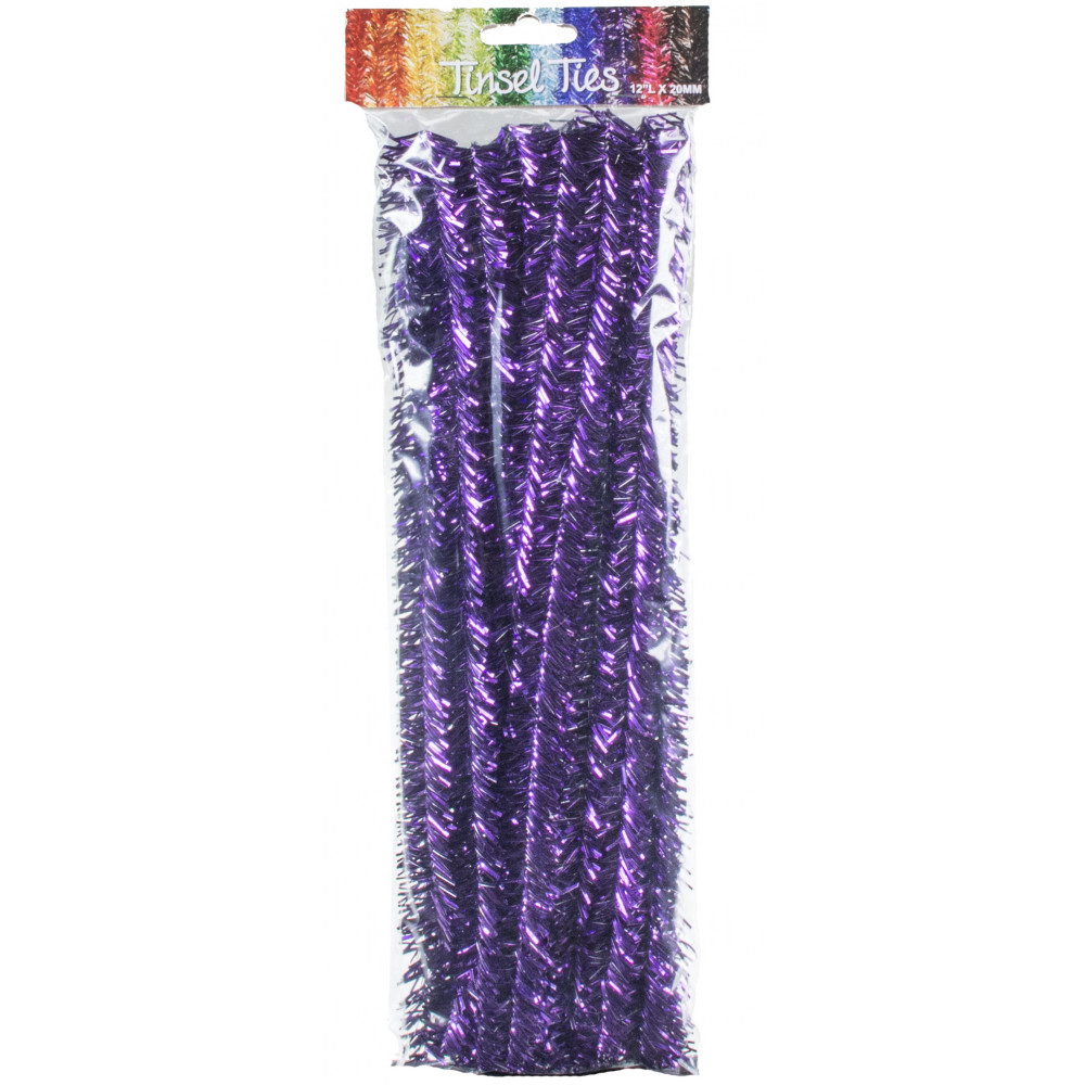 20mm Tinsel Tie Stems: Metallic Purple (25) [MA000123] 