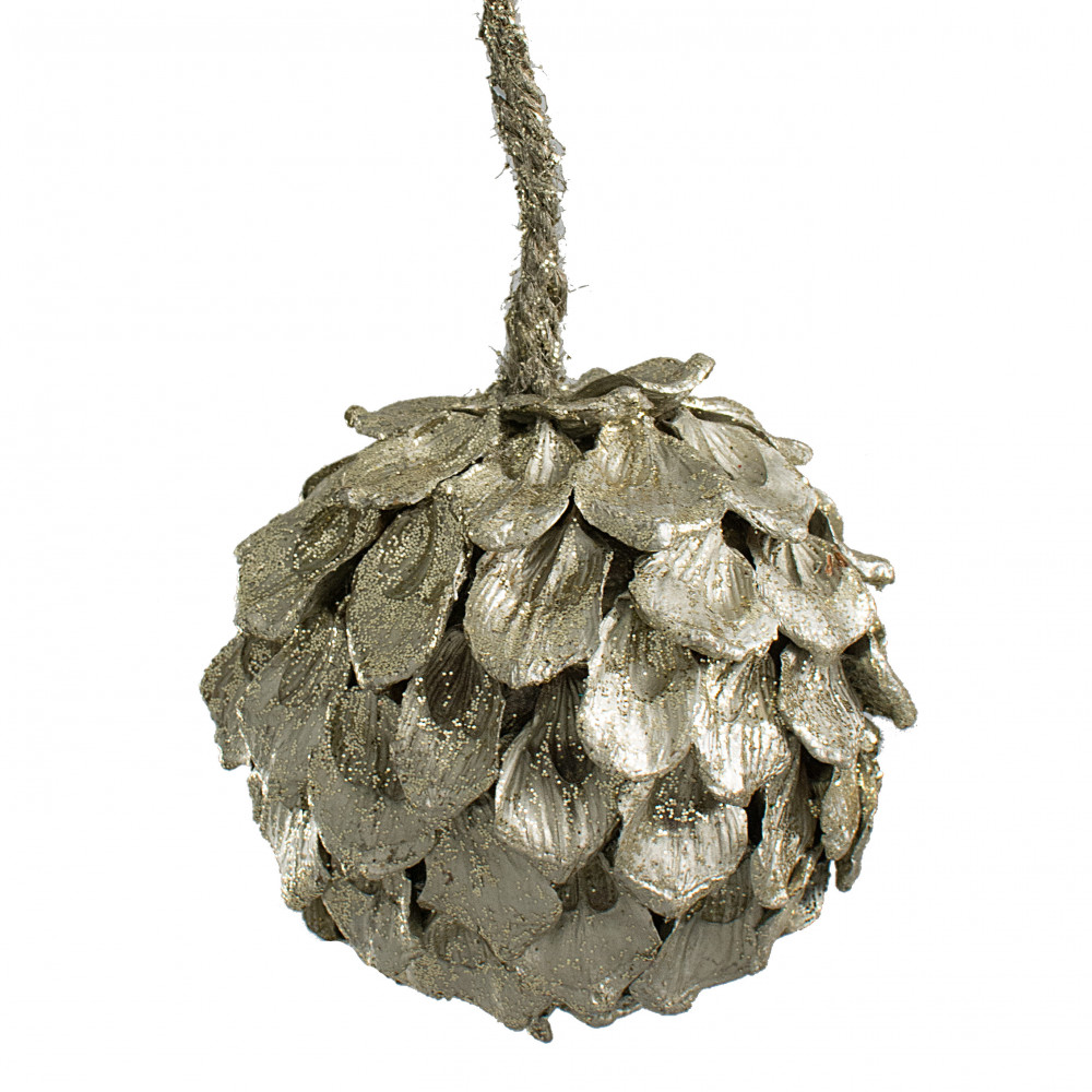 4 Pinecone Scale Ball Ornament: Platinum