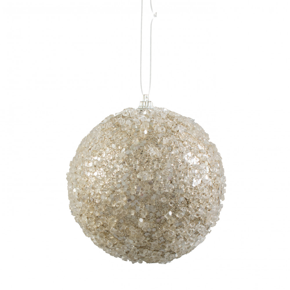 4 Beaded Ball Ornament: Champagne