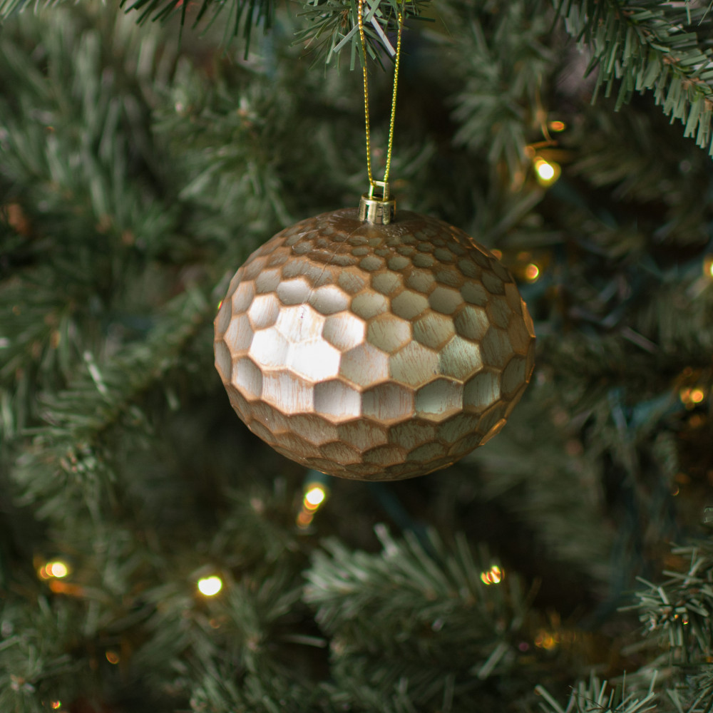 4 Embossed Ball Ornament: Champagne