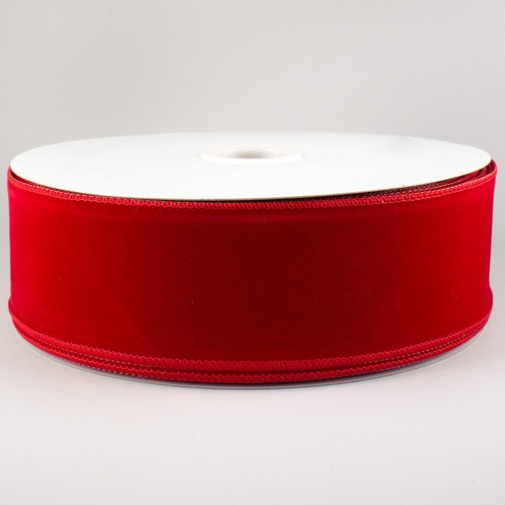 2.5 Deluxe Velvet Satin Backing Ribbon: Red (10 Yards) [RGE165924] 