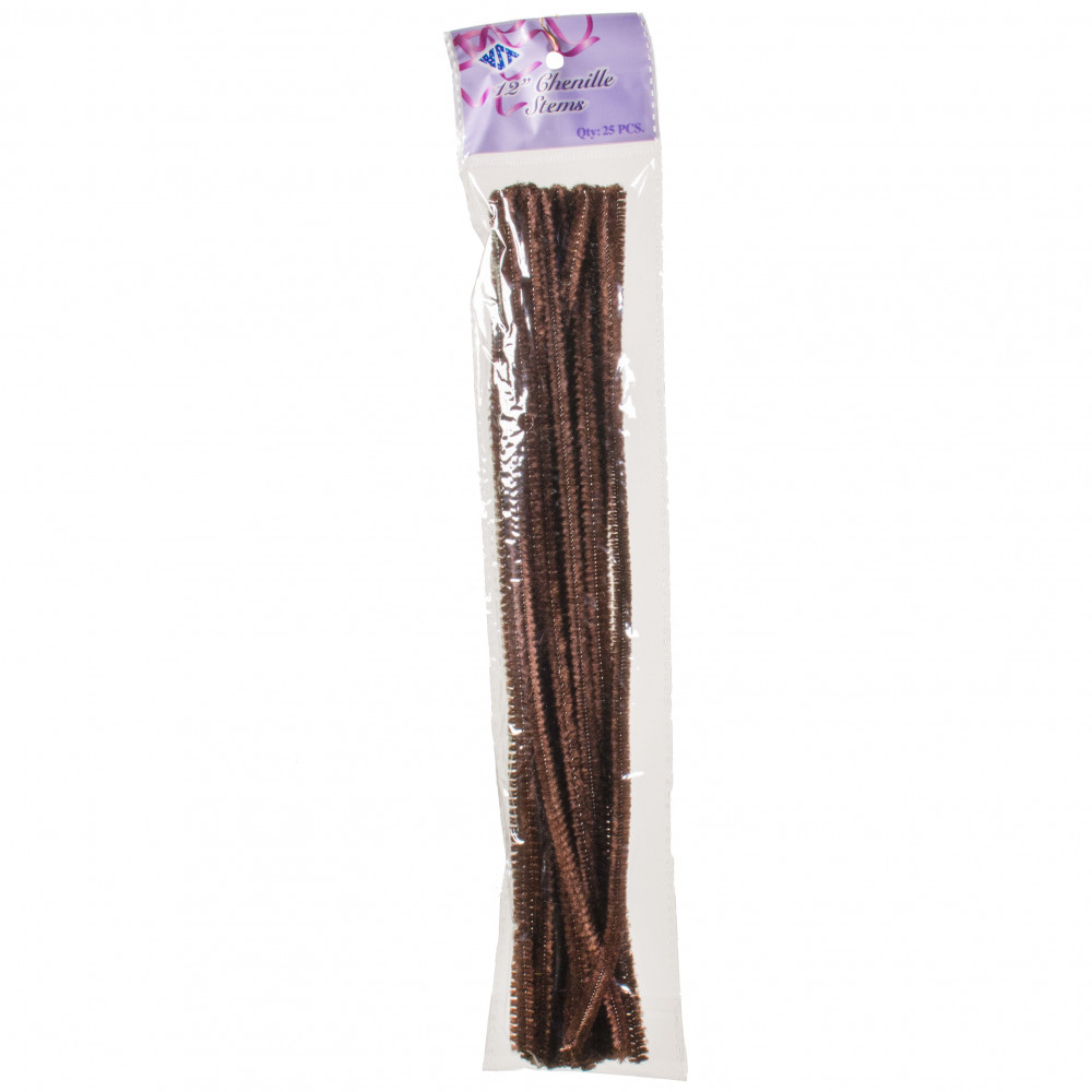 12 Chenille Stem Pipe Cleaner: Brown (25) [NS7152-BR] 