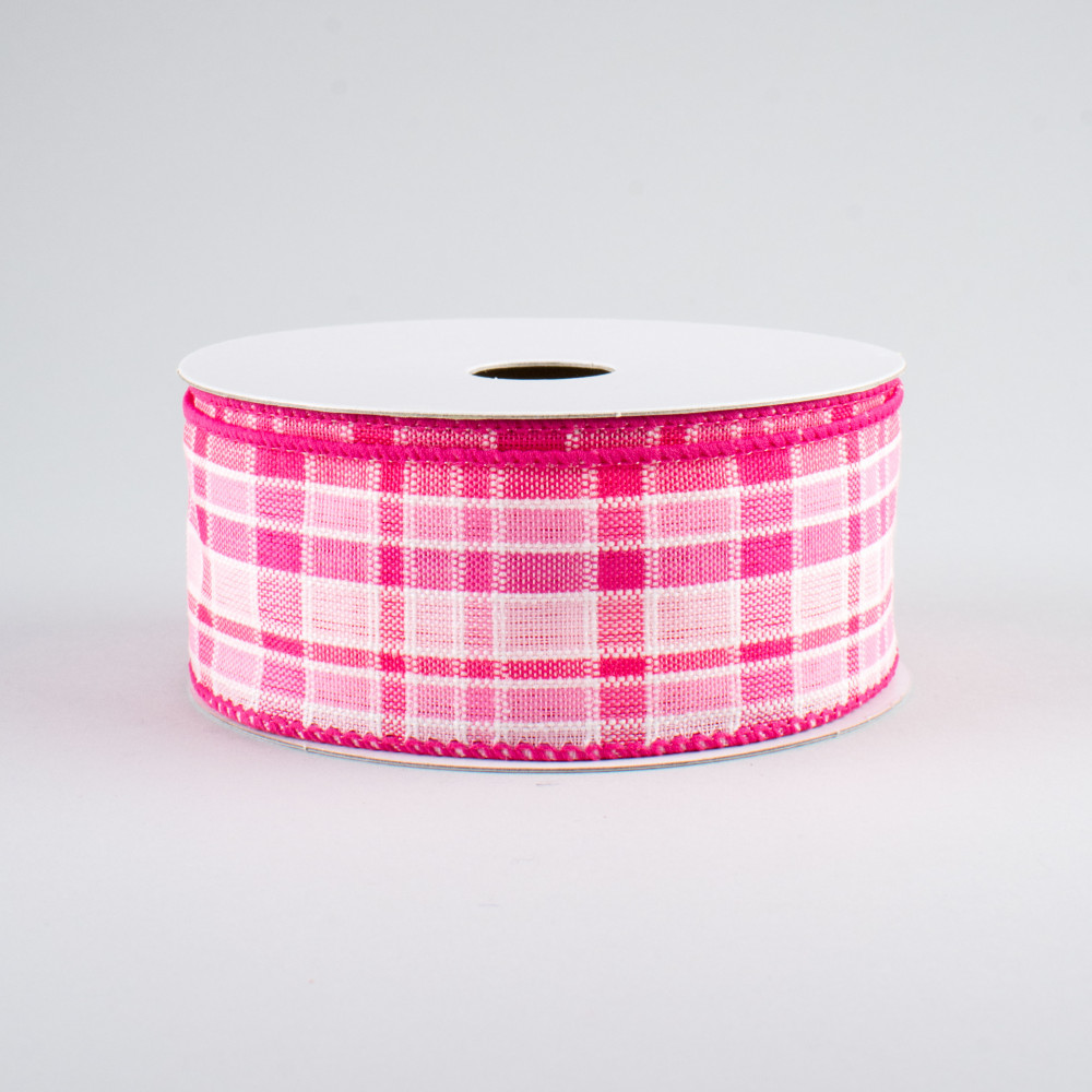 1.5 x 10 Hot Pink Weave Fabric Ribbon, Spring Wired Ribbon