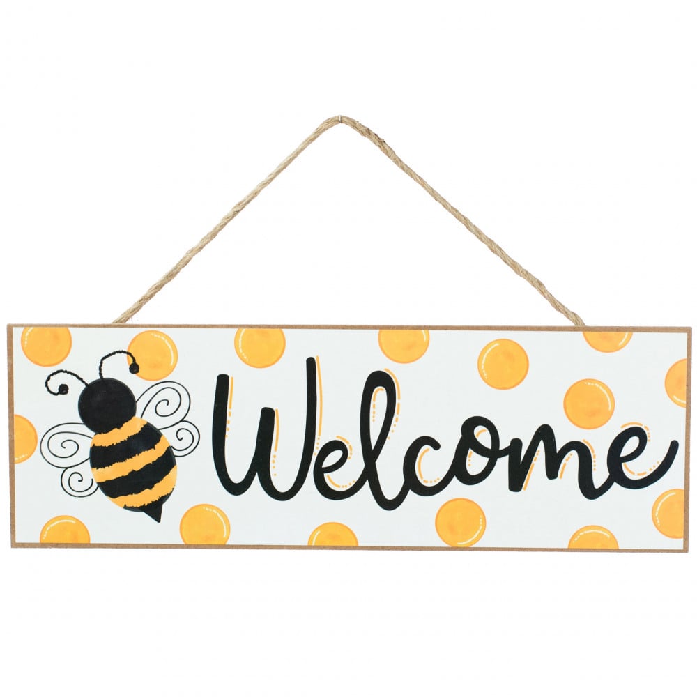Bumble Bee Gnomes Door Sign Bee Gifts Yellow & Black Wood Door Hanger Bee