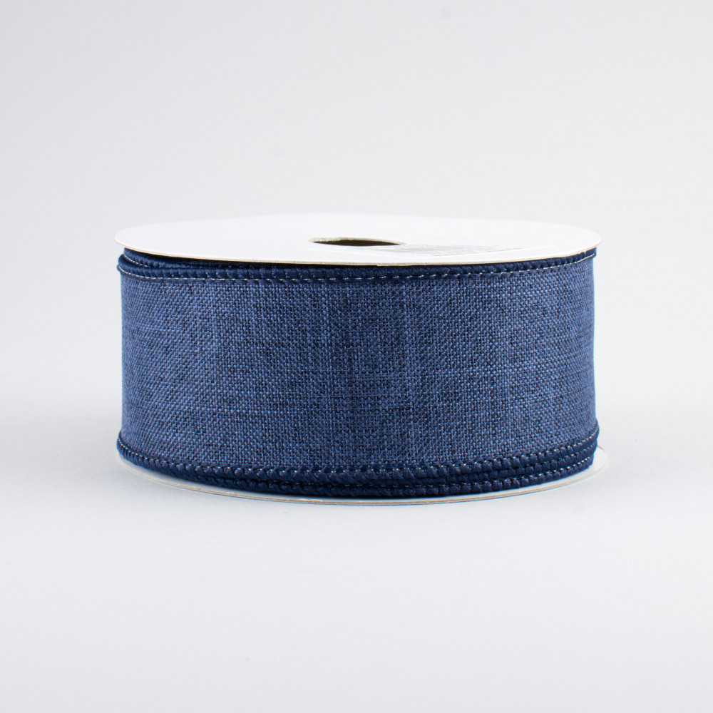 Wired Denim Navy Blue Linen Bow (2.5
