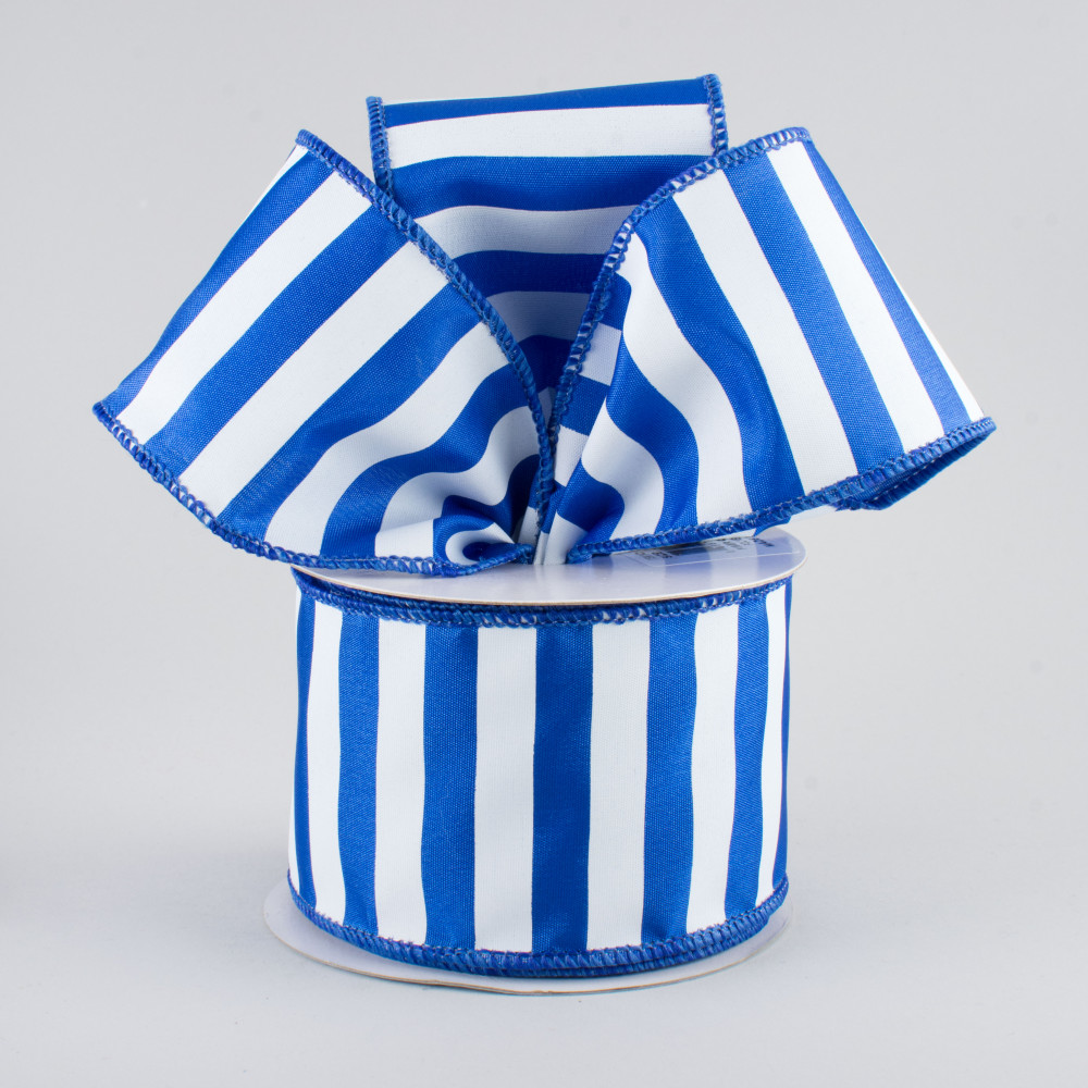 2.5" Medium Stripe Ribbon: Royal Blue & White (10 Yards) [RG0177825