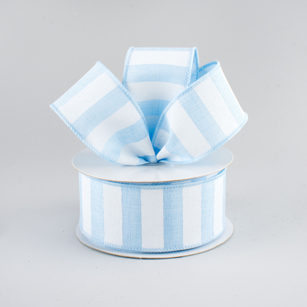 1.5" Horizontal Stripe Ribbon: Light Blue & White (10 Yards) [RX914875