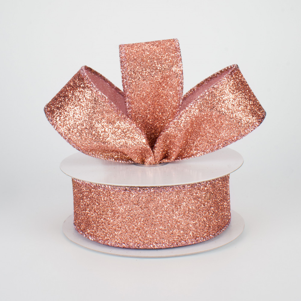 2.5 Glitter Swirls Ribbon: Pink, White, Rose, Gold (10 Yards)
