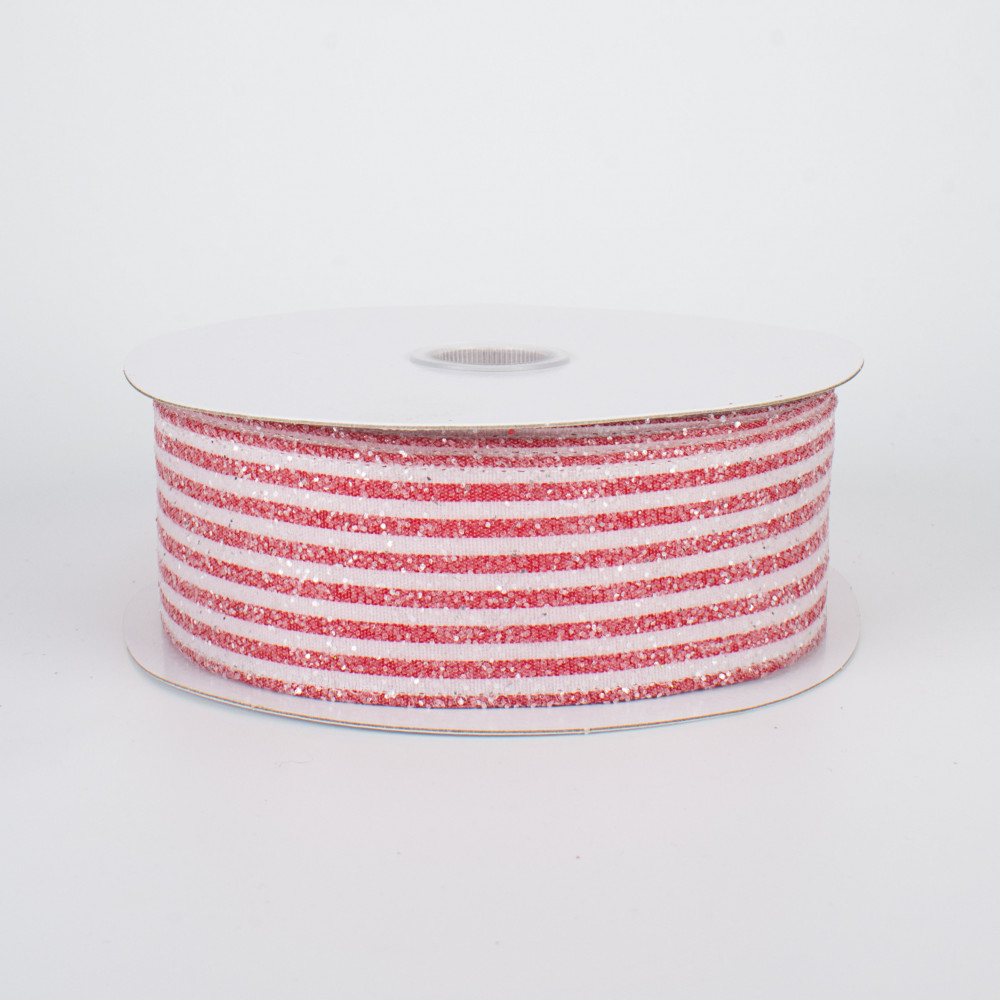 *20YDS* of 3/8" Pink Red & White Peppermint Stripe Holiday Poly Curling Ribbon 