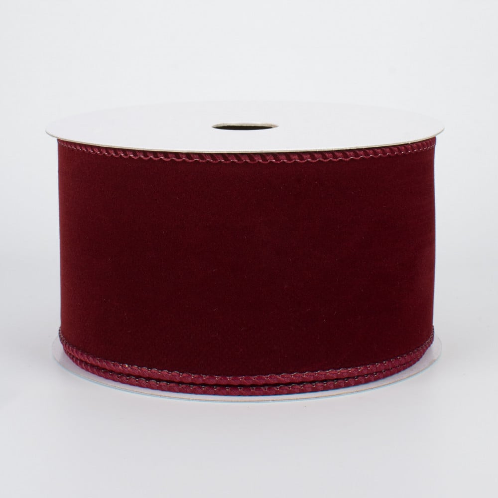 Ribbon Traditions 2.5 Wired Suede Velvet Ribbon Burgundy - 10 Yards