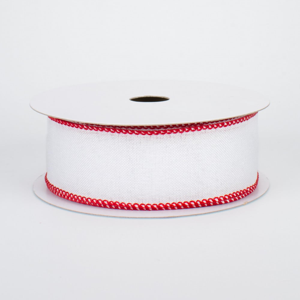 Linen Ribbon with White Edge 1 x 22yds