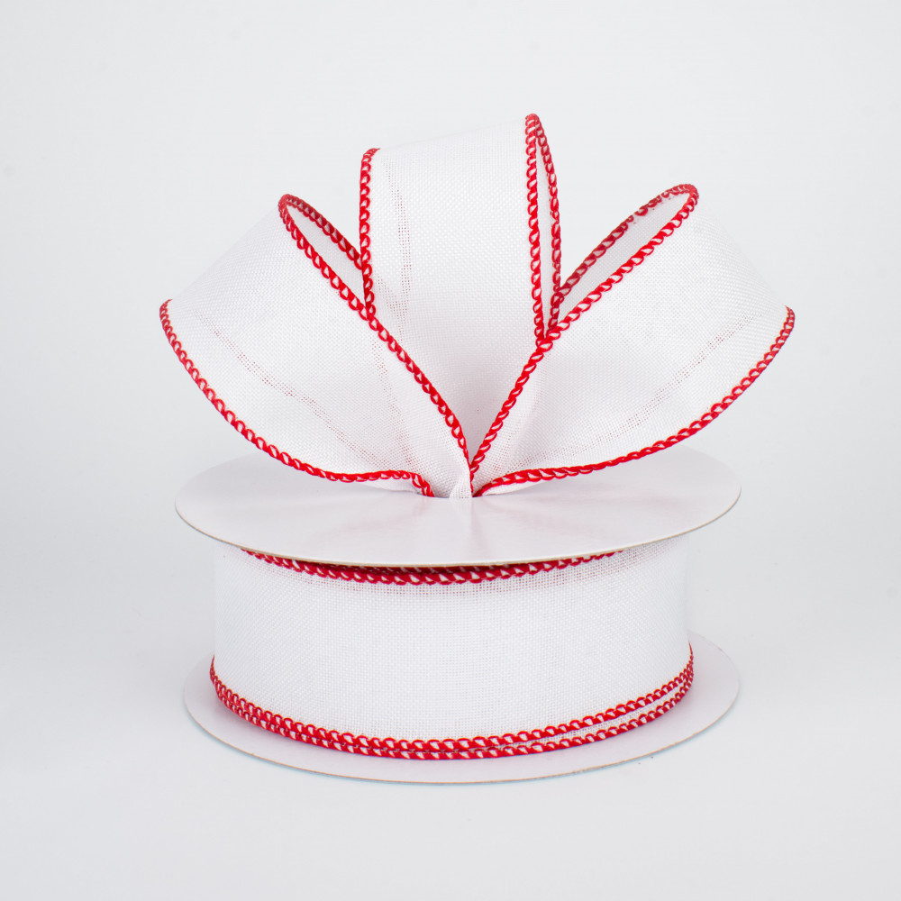 Red/White Ribbon 1/8” wide BY THE YARD
