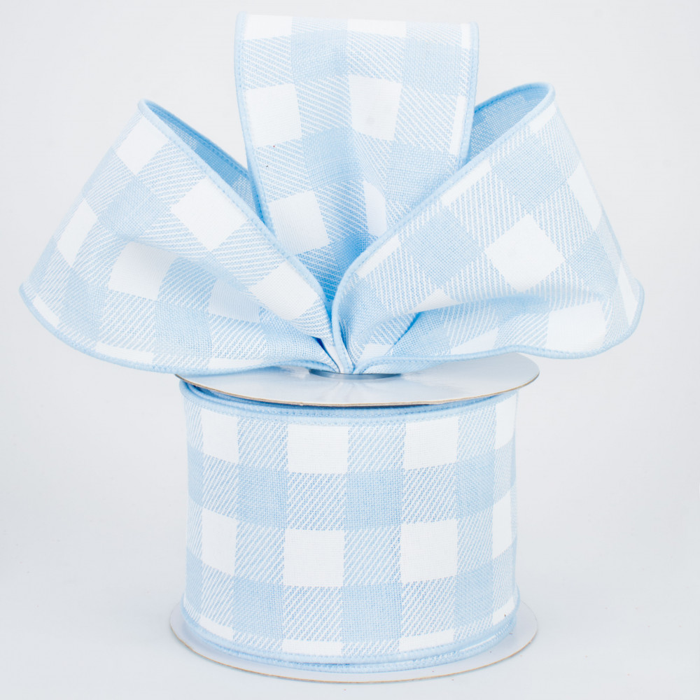 FREE SHIPPING 10 Yards 1.5 Wired Light Blue and White Cross Check Ribbon  Baby Boy Ribbon UNC Inspired Ribbon 