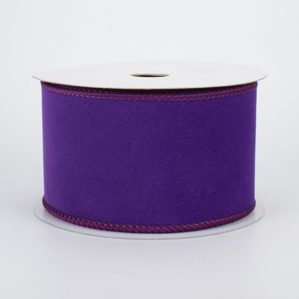 2.5 Wired Velvet Ribbon: Purple (10 Yards)
