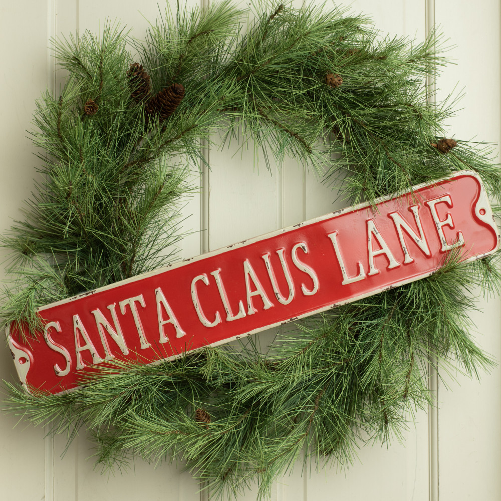 Details about   SANTA CLAUS LN Christmas decoration aluminum novelty street sign 