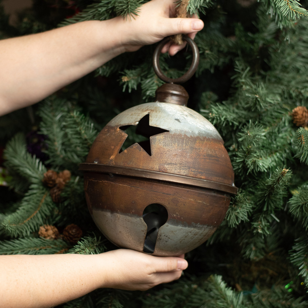 9 Jumbo Jingle Bell: Antique Galvanized