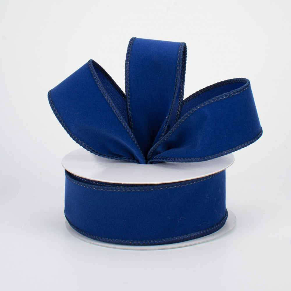 2.5 Wired Velvet Ribbon: Navy Blue (10 Yards)