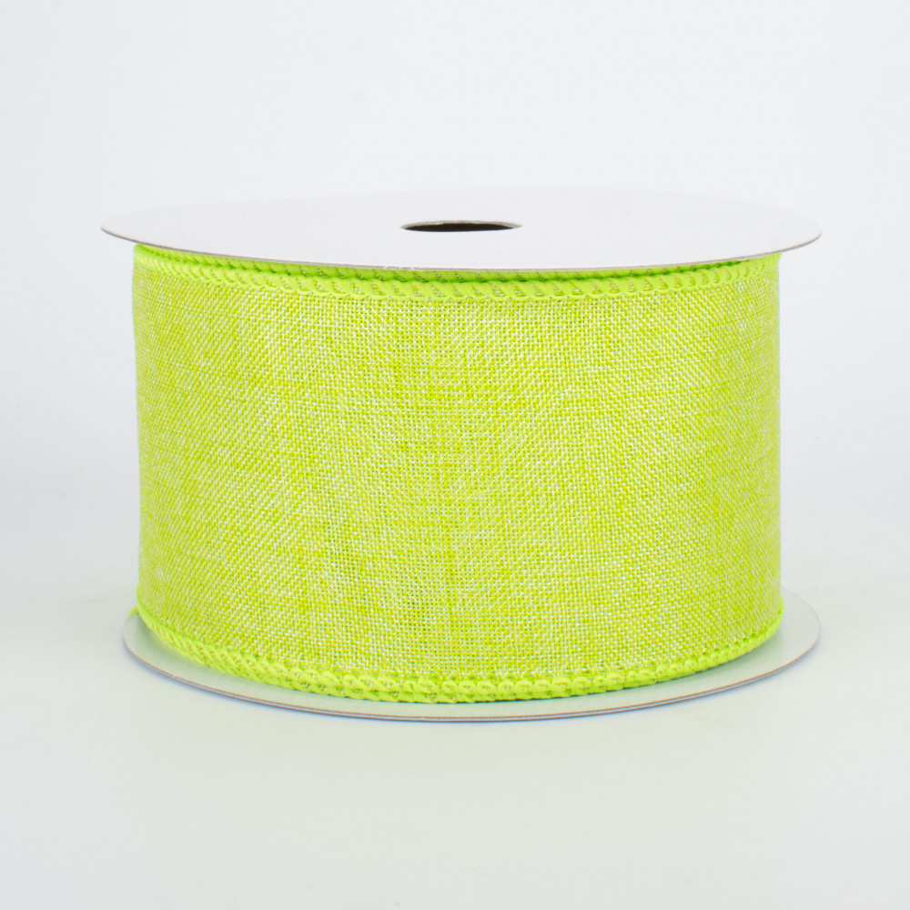 10 Yards - 1.5” Wired Lime Green Linen Ribbon – foxwreathsupplies