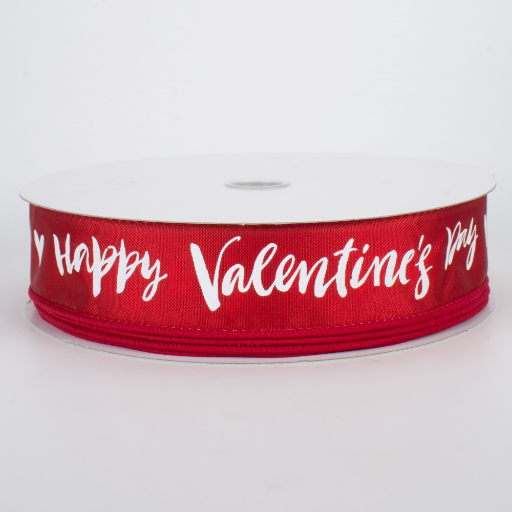 1.5 Happy Valentine's Day Ribbon: Red (50 Yards)
