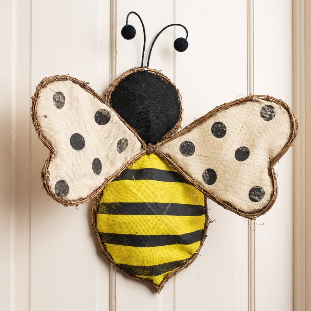 BEE Door Hanger, Bee Decoration, Bee Wreath, Wooden Bee Sign